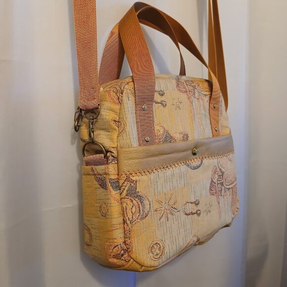 New Western Cowgirl Saddle Double handle Satchel Purse Shoulder Bag Brown Rust - Picture 5 of 15